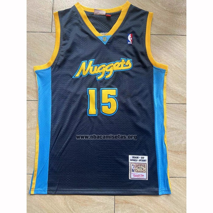 Camiseta Denver Nuggets Carmelo Anthony NO 15 Mitchell & Ness 2006-07 Azul